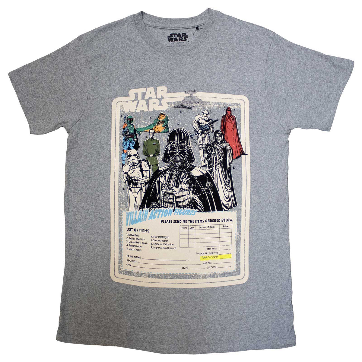 STAR WARS - VILLAIN ACTION FIGURES - T-Shirt Grey