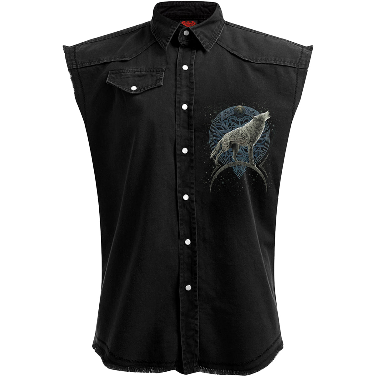 CELTIC WOLF - Sleeveless Stone Washed Worker Black