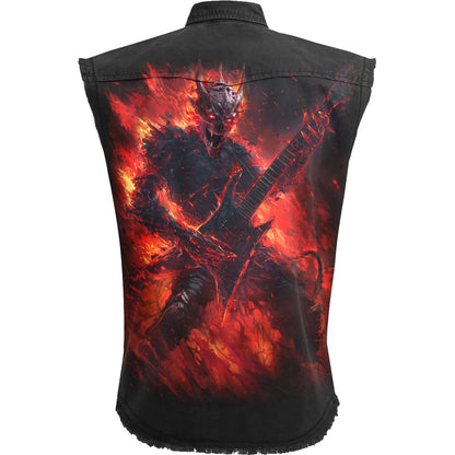 RIFF BURNER - Sleeveless Stone Washed Worker Black