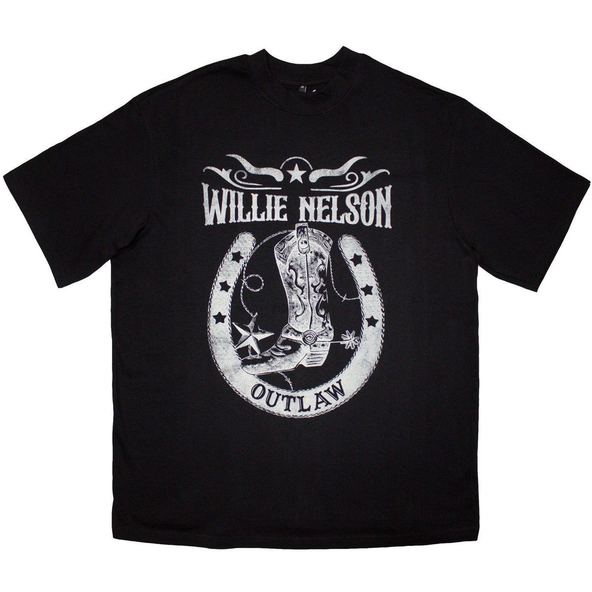 WILLIE NELSON - OUTLAW - Oversized Boxy T-Shirt Black