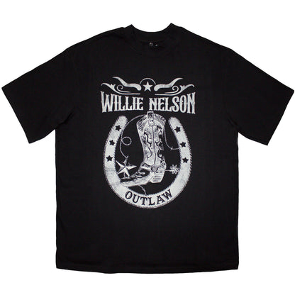 WILLIE NELSON - OUTLAW - Oversized Boxy T-Shirt Black