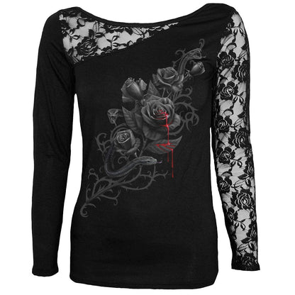 FATAL ATTRACTION - Lace One Shoulder Top Black - Spiral USA