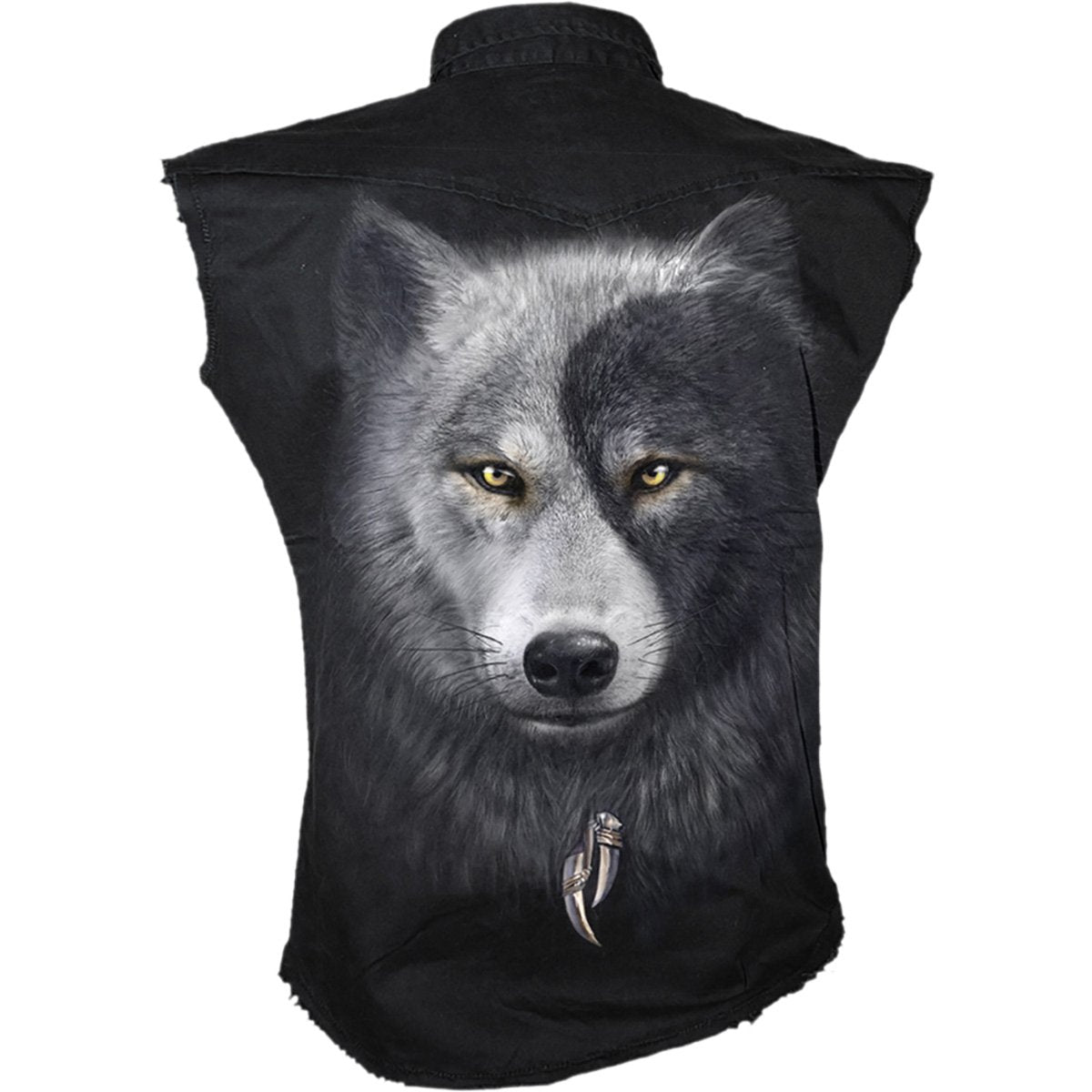 WOLF CHI - Sleeveless Stone Washed Worker Black - Spiral USA